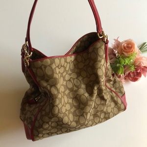 COACH Signature Phoebe Red Leather Shoulder Bag COACH RED LEATHER SIGNATURE